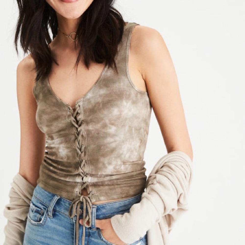 AE Soft & Sexy Ribbed Lace Up Tank
